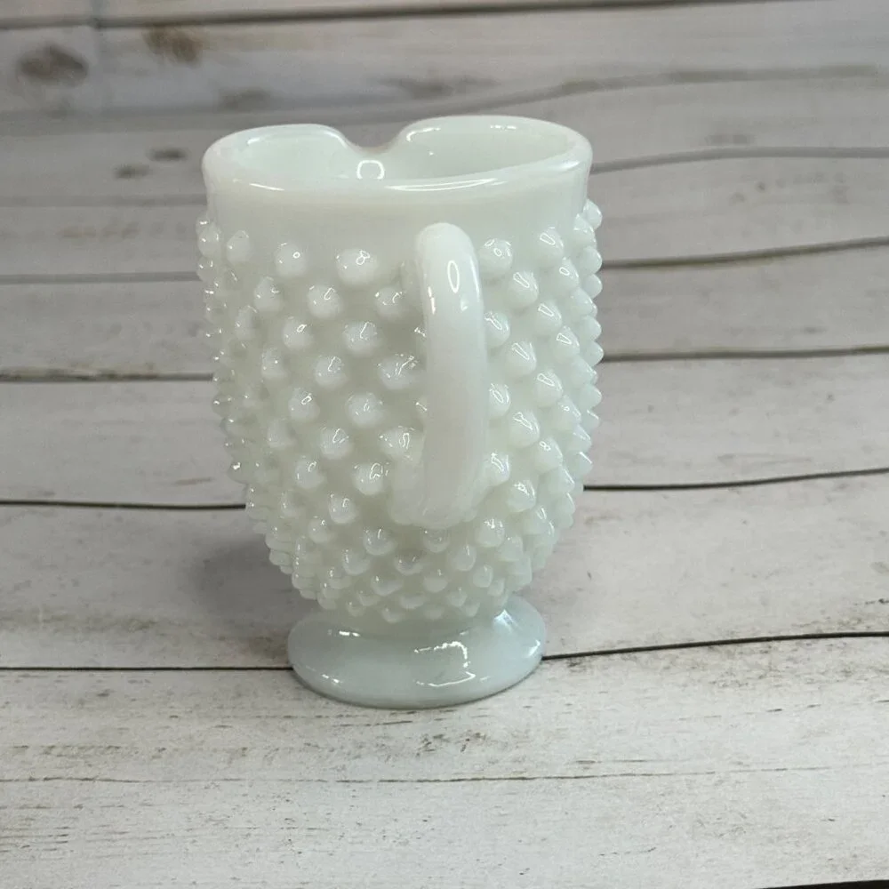 Vintage Fenton Milk Glass Hobnail Creamer & Sugar‎ Bowl Set White